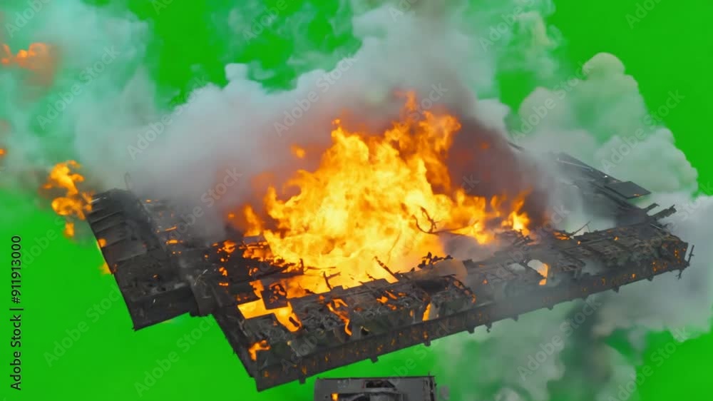 Car Radiator Exploding Animated Car battery fire explosion 4k smoke explosion animation on green screen ...