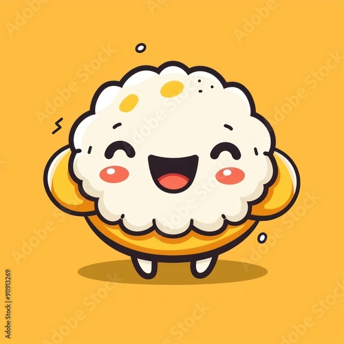 Wallpaper Mural Cute cartoon fluffy cloud character with a happy smile. Torontodigital.ca