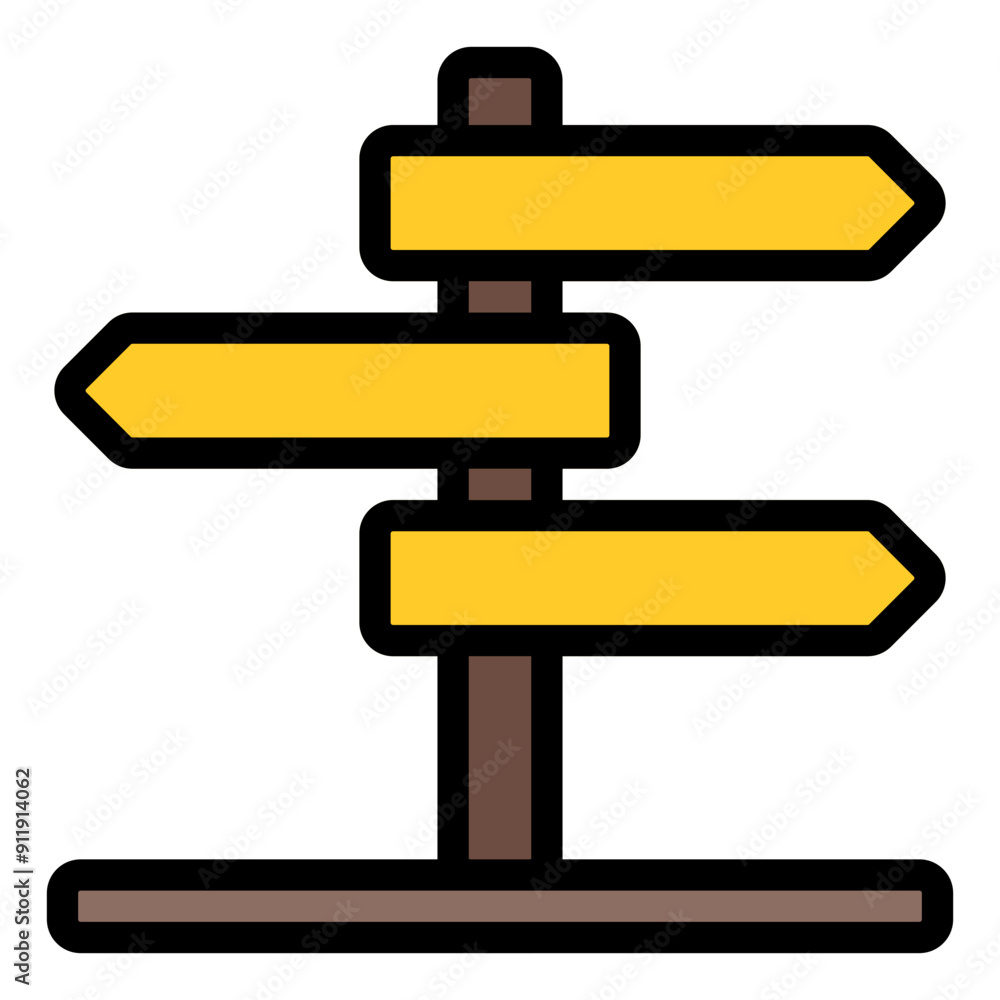 Directional Sign Icon in Filled Line Style Directional Sign Icon in Filled Line Style