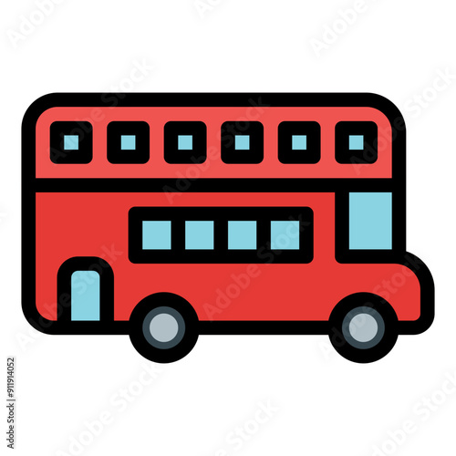 Double Decker Icon in Filled Line Style