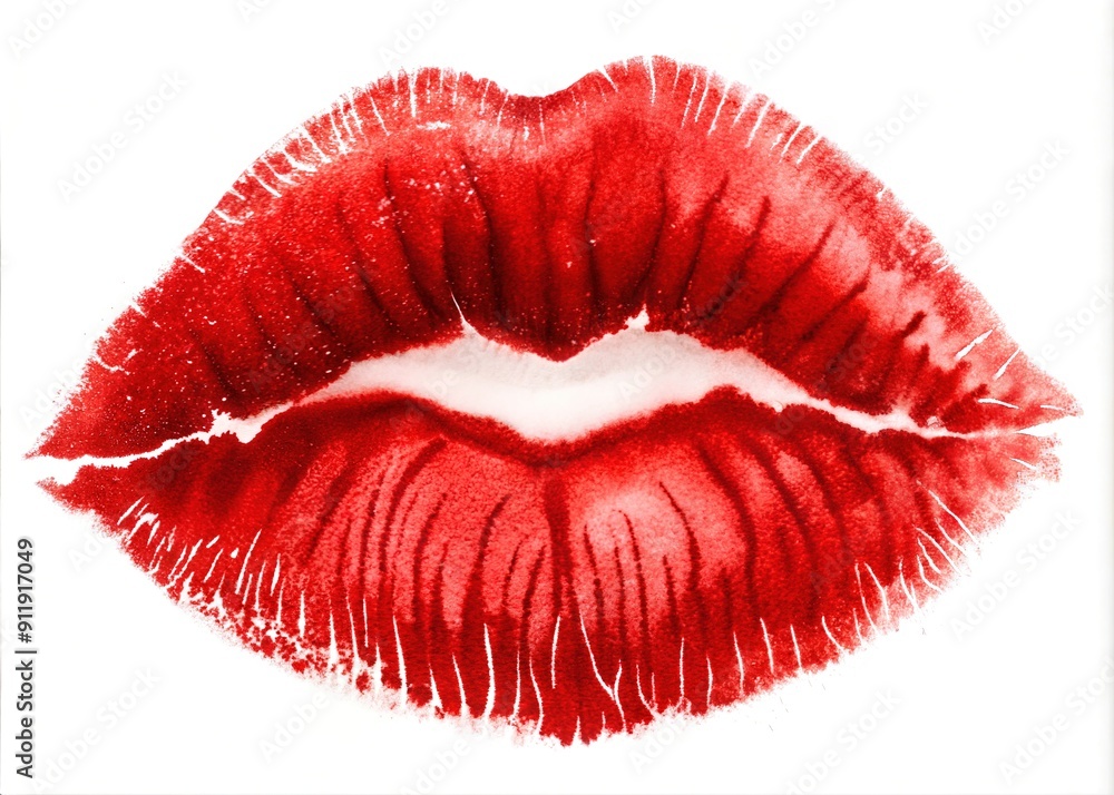 Imprint of red lipstick on a white background, isolated. Makeup female lips close up. Concept of love, makeup and beauty. Sexy red lips on white, kiss. Trace of lipstick. Imprint of red lipstick on a white background, isolated. Makeup female lips close up. Concept of love, makeup and beauty. Sexy red lips on white, kiss. Trace of lipstick.
