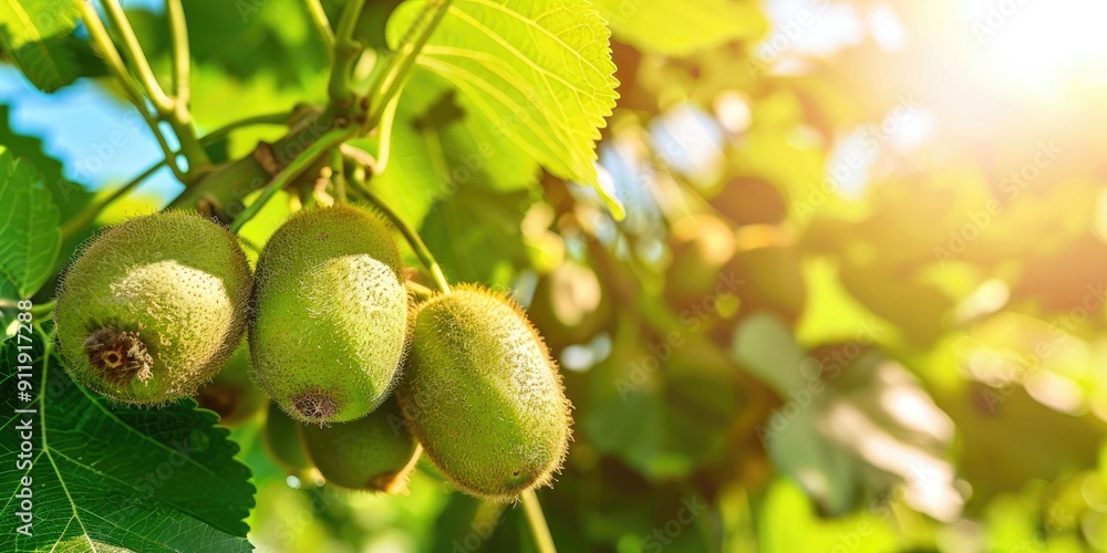 Ripe green kiwi fruits freshly harvested in a sunny orchard kiwi plantations on a bright day Ripe green kiwi fruits freshly harvested in a sunny orchard kiwi plantations on a bright day