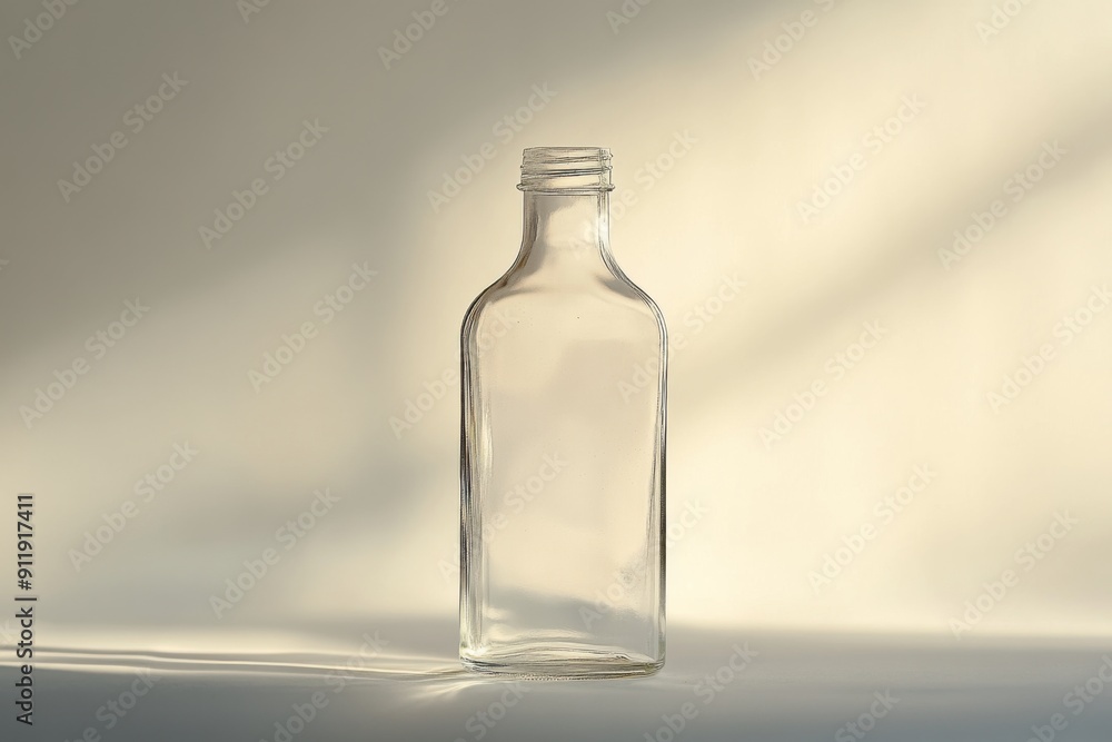 Empty Clear Glass Bottle. Clean background. Empty Clear Glass Bottle. Clean background.