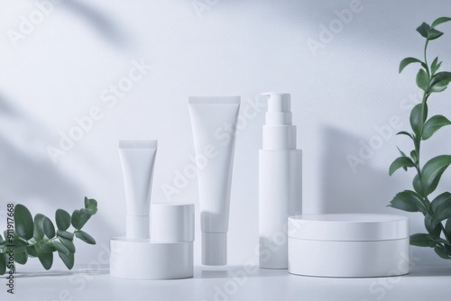 Wallpaper Mural Empty white plastic tubes for cosmetics. Mockup. Clean background. Torontodigital.ca