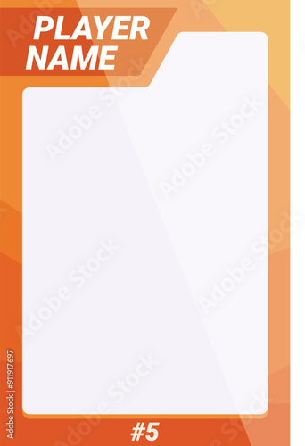 Orange trading card template featuring customizable area for player name, stats, and image