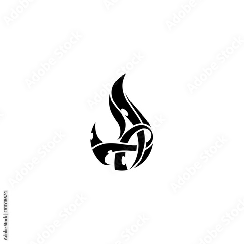 template flame tribal vector with flat black color