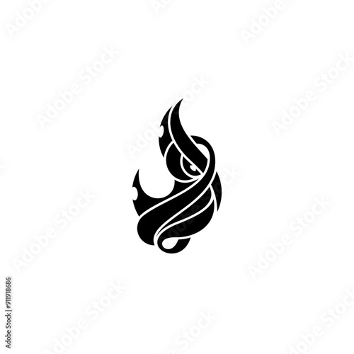 logo flame tribal concept with flat black color