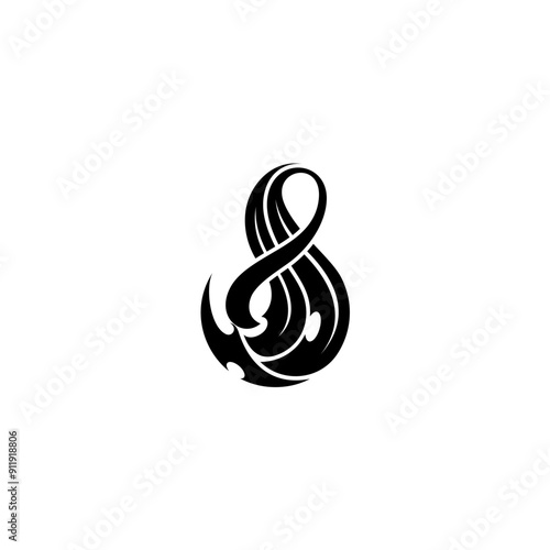 logo fire tribal vector with flat black color