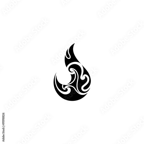 logo template fire tribal design with flat black color
