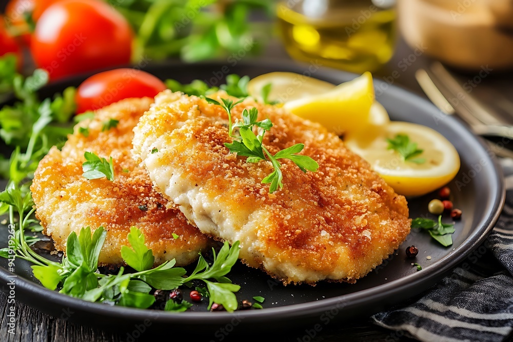 Fried fish with vegetables and herbs Fried fish with vegetables and herbs