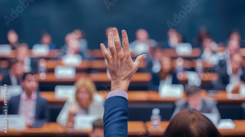 A city hall meeting with citizens discussing the bailout policy