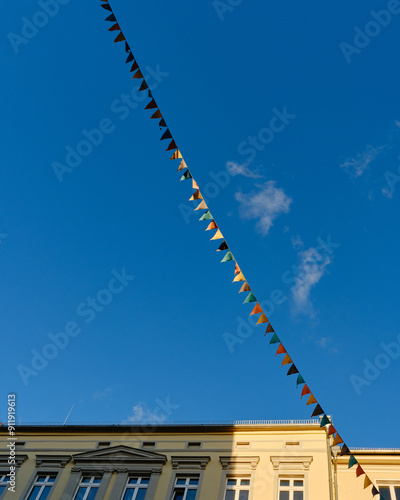 Checkboxes Against Blue Sunny Sky and Old Building in Berlin photo