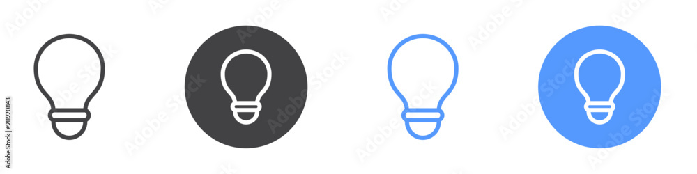 Light bulb icon Simple thin line stroke vector