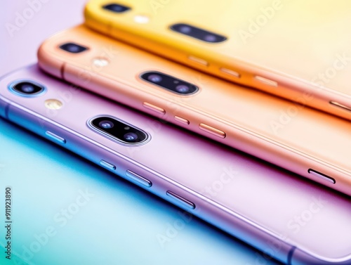 Wallpaper Mural Mobile tech gadgets, vibrant colors, close-up, tech devices, modern Torontodigital.ca