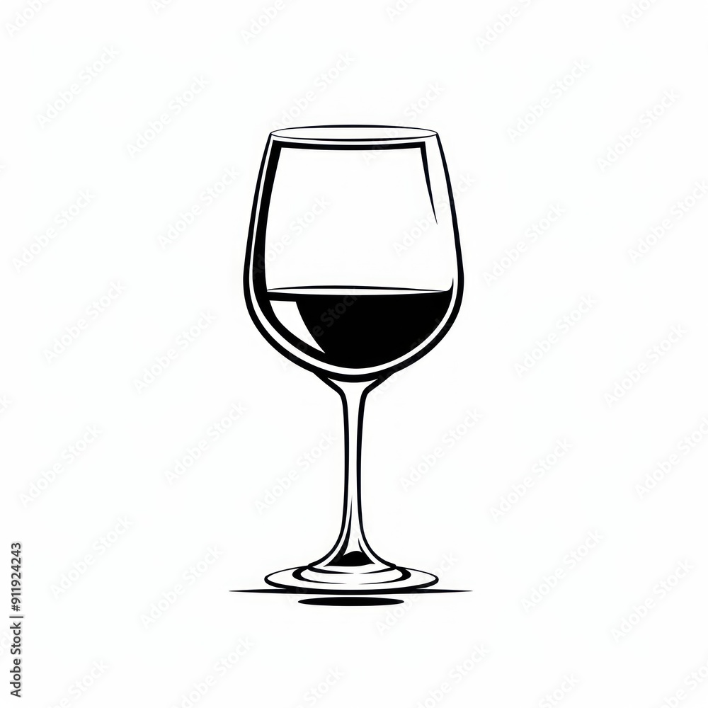 Black and white illustration of a wine glass. Black and white illustration of a wine glass.