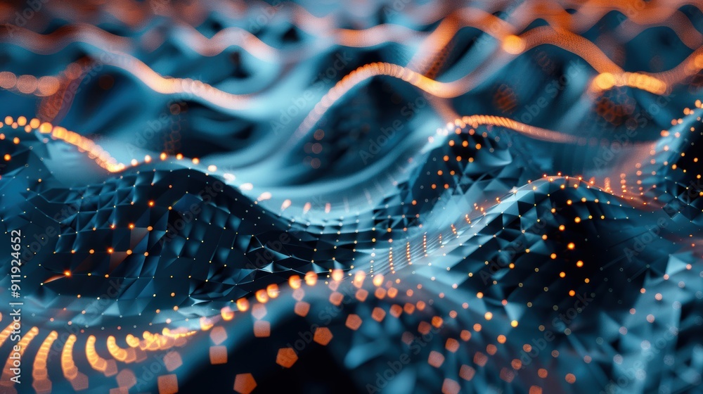 Abstract Data Visualization: Blue Polygonal Landscape Abstract Data Visualization: Blue Polygonal Landscape