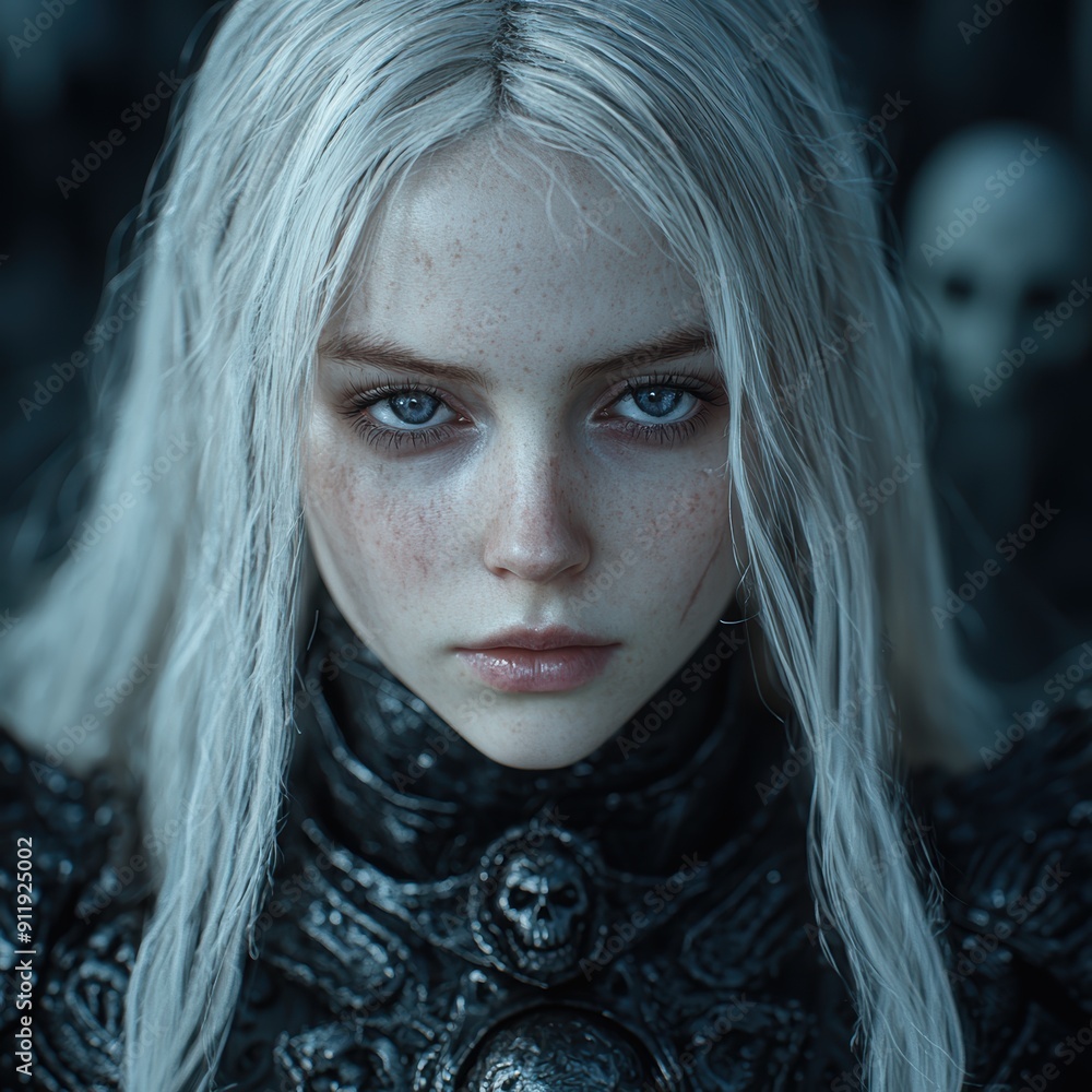 Mysterious woman with piercing blue eyes Mysterious woman with piercing blue eyes
