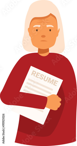 Elderly woman is holding her resume, ready to apply for new jobs
