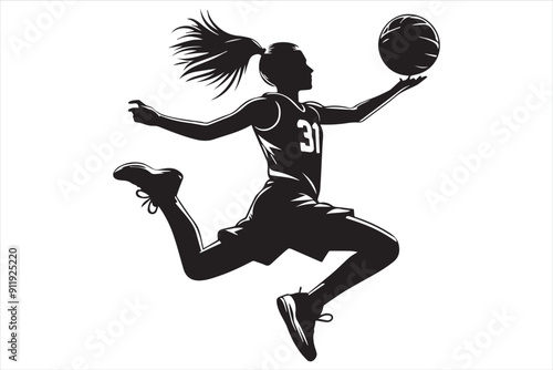 Basketball player jumping stylized vector silhouette bundle