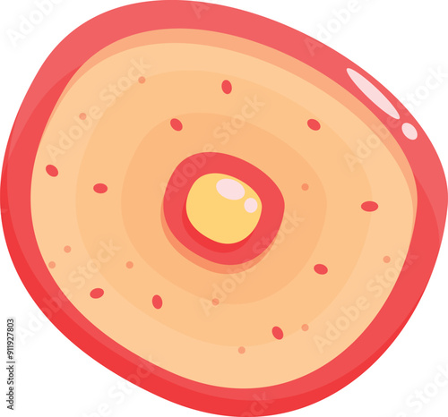 Ovum cell is being fertilized by sperm cell, close up view on white background