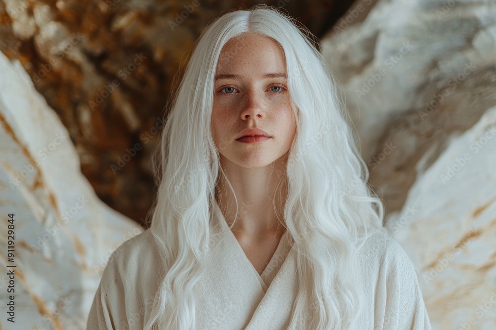 portrait of a woman with long white hair portrait of a woman with long white hair