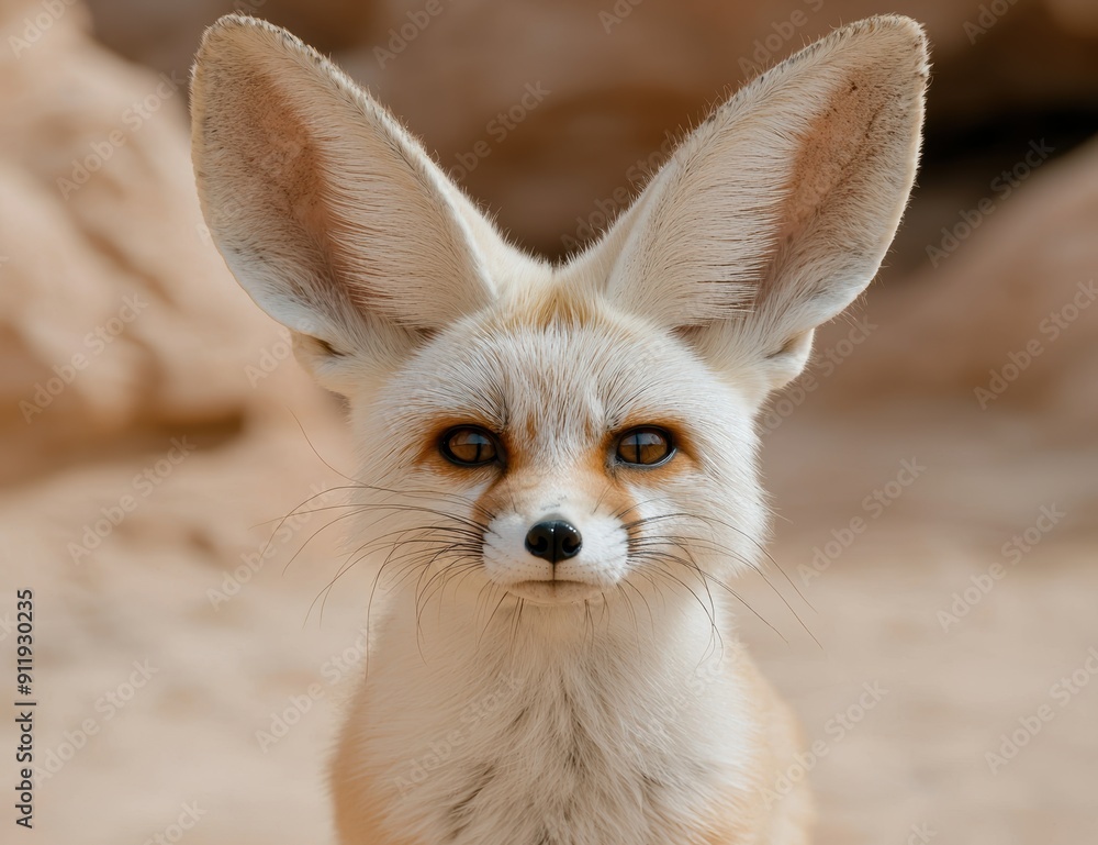 Obraz premium close-up portrait of a curious fennec fox