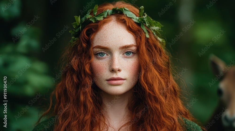 Enchanting redhead with floral crown Enchanting redhead with floral crown