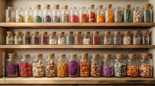 Wallpaper Mural ビン詰めされたスパイスが棚に並ぶ Torontodigital.ca