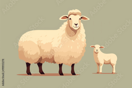 Sheep illustration with lamb