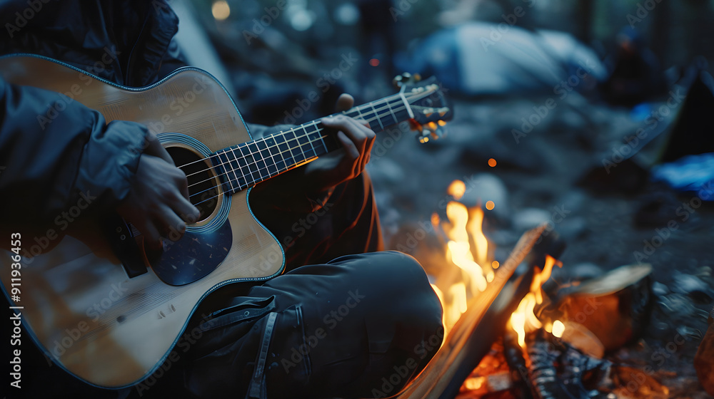 Obraz premium friends surrounding a campfire