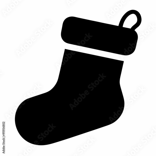 christmas sock isolated on white, christmas sock vector illustration, Christmas socking vector art, socking silhouette, christmas socking vector icon, eps