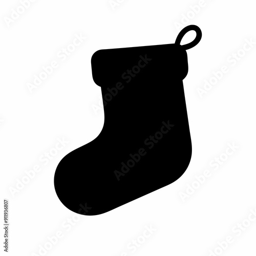 christmas sock isolated on white, christmas sock vector illustration, Christmas socking vector art, socking silhouette, christmas socking vector icon, eps