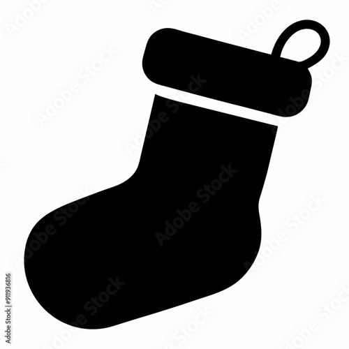 christmas sock isolated on white, christmas sock vector illustration, Christmas socking vector art, socking silhouette, christmas socking vector icon, eps