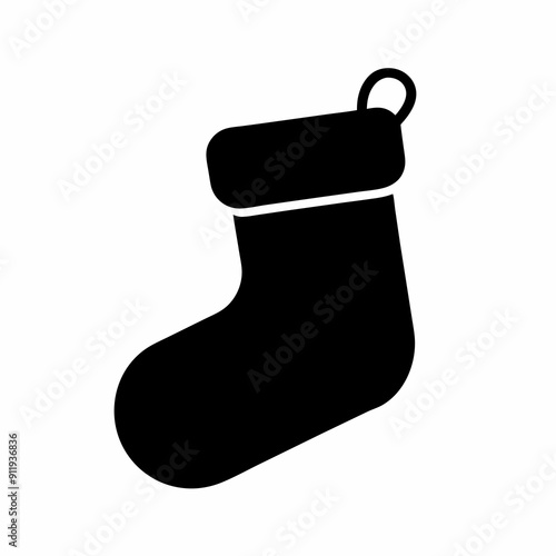 christmas sock isolated on white, christmas sock vector illustration, Christmas socking vector art, socking silhouette, christmas socking vector icon, eps