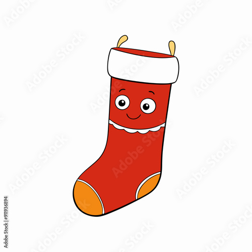 christmas sock isolated on white, christmas sock vector illustration, Christmas socking vector art, socking silhouette, christmas socking vector icon, eps