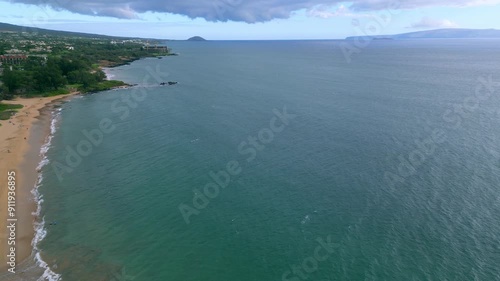 Coastal Charm: Aerial Photography of Keawakapu Beach, Kihei, Maui photo