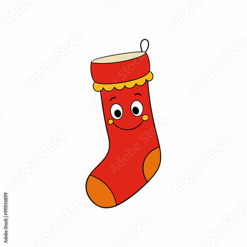 christmas sock isolated on white, christmas sock vector illustration, Christmas socking vector art, socking silhouette, christmas socking vector icon, eps