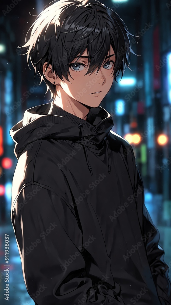 anime boy in black sweater portrait character cartoon manga design illustration art 151 anime boy in black sweater portrait character cartoon manga design illustration art 151