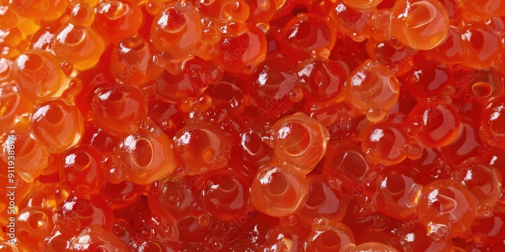 Red caviar in trout s roe sac Red caviar in trout s roe sac