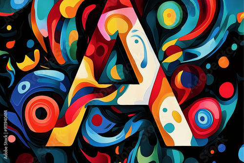 Abstract Letter A with Vibrant Colors