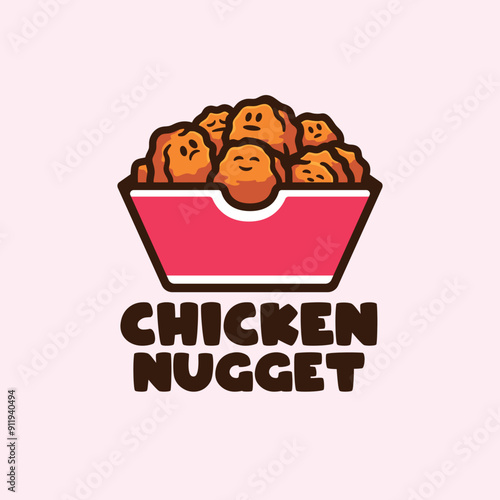 Chicken nugget character logo cartoon mascot vector illustration