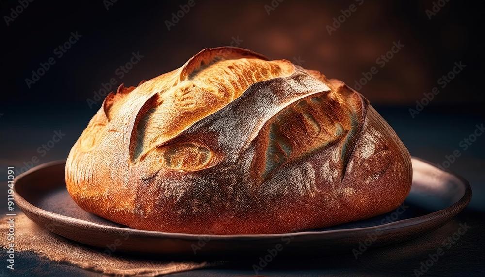 Rustic Artisan Bread Loaf on Dark Background Rustic Artisan Bread Loaf on Dark Background