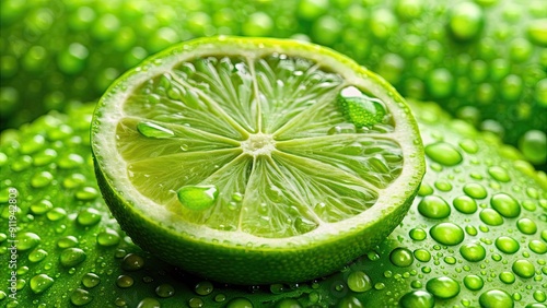 Vibrant close-up of a fresh green lime with water droplets , citrus, tropical, fruit, green, vibrant, fresh, juicy