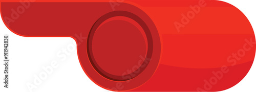 Red whistle making a loud, high pitched sound, typically used in a sporting event or by a referee to signal a stoppage of play