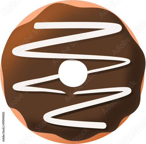 3d donut with chocolate glaze and topping illustration