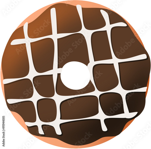 3d donut with chocolate glaze and topping illustration