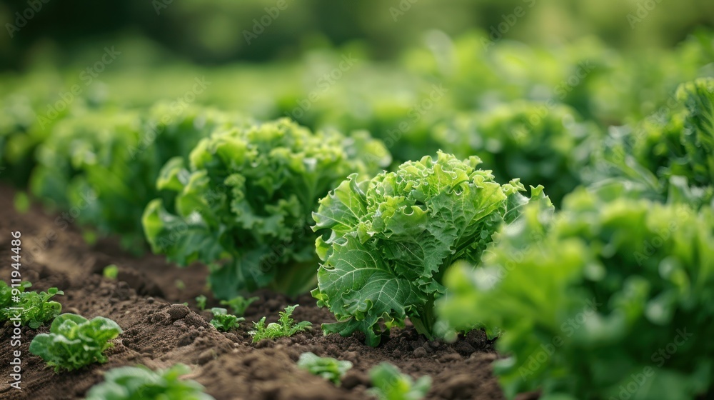 Close-up of Lush Green Lettuce Plants in a Garden Close-up of Lush Green Lettuce Plants in a Garden