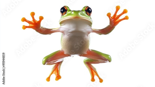 Green Tree Frog with Orange Toes