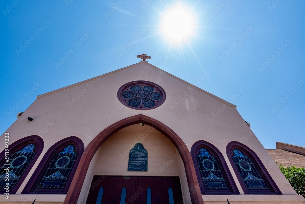 Spanish Style Church in San Diego, CA on a Summer Day