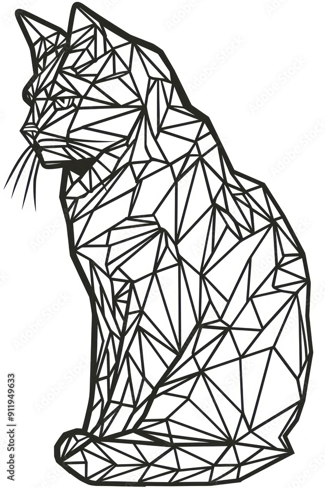 Geometric Cat Silhouette Design. Geometric Cat Silhouette Design.